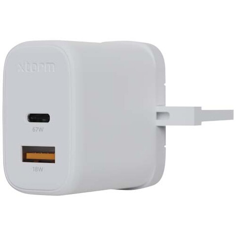 Xtorm XEC067G GaN² Ultra 67 W Wandladegerät mit UK-Stecker, weiss bedrucken, Art.-Nr. 12440701 Xtorm XEC067G GaN² Ultra 67 W Wandladegerät mit UK-Stecker, weiss bedrucken, Art.-Nr. 12440701