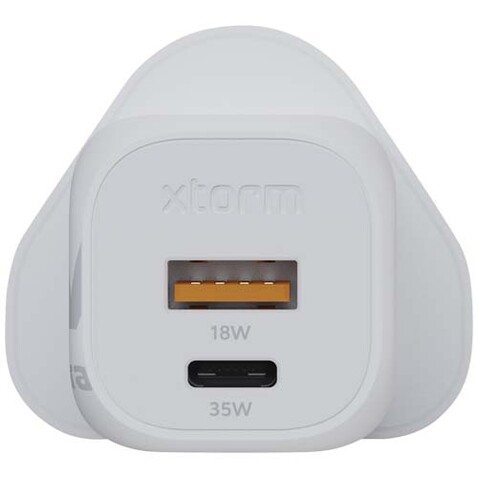 Xtorm XEC035 GaN² Ultra 35 W Wandladegerät mit UK-Stecker, weiss bedrucken, Art.-Nr. 12440801 Xtorm XEC035 GaN² Ultra 35 W Wandladegerät mit UK-Stecker, weiss bedrucken, Art.-Nr. 12440801