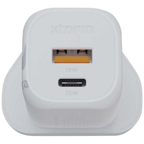 Xtorm XEC035 GaN² Ultra 35 W Wandladegerät mit UK-Stecker, weiss bedrucken, Art.-Nr. 12440801 Xtorm XEC035 GaN² Ultra 35 W Wandladegerät mit UK-Stecker, weiss bedrucken, Art.-Nr. 12440801