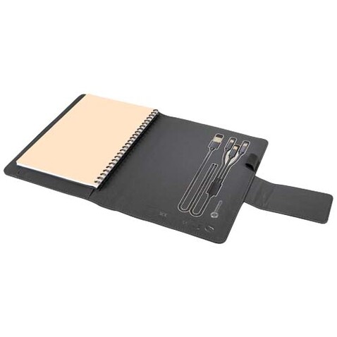 SCX.design O16 A5 Notizbuch mit Powerbank und Leuchtlogo, schwarz bedrucken, Art.-Nr. 2PX01190 SCX.design O16 A5 Notizbuch mit Powerbank und Leuchtlogo, schwarz bedrucken, Art.-Nr. 2PX01190