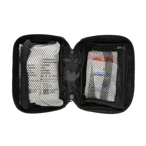 Erste-Hilfe-Set in RCS recycelter Nubuk-PU Tasche schwarz bedrucken, Art.-Nr. P265.411