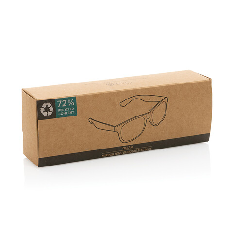 Gleam Sonnenbrille aus RCS rec. PC mit verspiegelten Gläsern blau, weiß bedrucken, Art.-Nr. P453.8705 Gleam Sonnenbrille aus RCS rec. PC mit verspiegelten Gläsern blau, weiß bedrucken, Art.-Nr. P453.8705