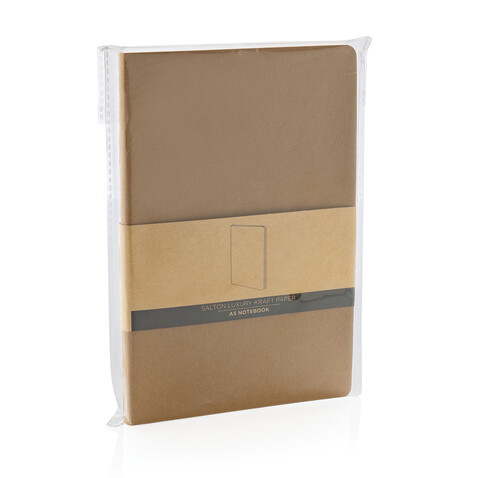 Salton Luxus Kraftpapier Notizbuch A5 braun bedrucken, Art.-Nr. P774.489