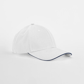 Beechfield EarthAware® Clas. Org. Cotton 6 Panel Sandwich P., White/French Navy, One Size bedrucken, Art.-Nr. 128690530
