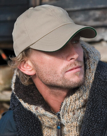 Result Caps Heavy Cotton Drill Cap, Black/Red, One Size bedrucken, Art.-Nr. 370341540
