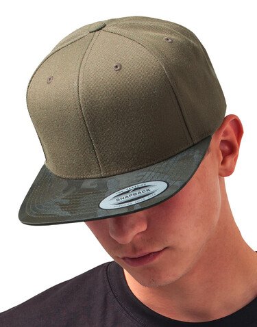 Flexfit Camo Visor Snapback, Black Camo, One Size bedrucken, Art.-Nr. 392681040