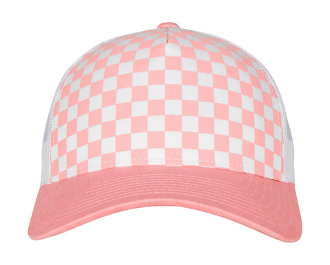 Flexfit Checkerboard Retro Trucker, Lightrose/White, One Size bedrucken, Art.-Nr. 624684560
