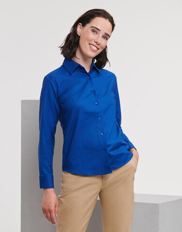 Russell Europe Ladies` Classic Oxford Shirt LS, White, 5XL (50) bedrucken, Art.-Nr. 702000000