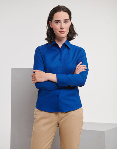 Russell Europe Ladies` Classic Oxford Shirt LS, White, 5XL (50) bedrucken, Art.-Nr. 702000000