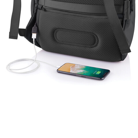 Bobby Soft, Anti-Diebstahl-Rucksack schwarz, grün bedrucken, Art.-Nr. P705.791 Bobby Soft, Anti-Diebstahl-Rucksack schwarz, grün bedrucken, Art.-Nr. P705.791