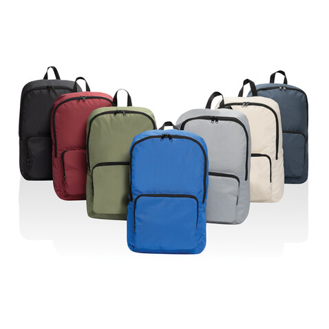 Dillon AWARE™ RPET faltbarer klassischer Rucksack navy blau bedrucken, Art.-Nr. P763.1925 Dillon AWARE™ RPET faltbarer klassischer Rucksack navy blau bedrucken, Art.-Nr. P763.1925