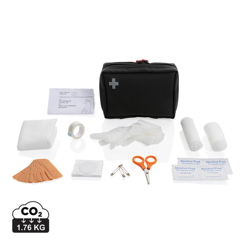 Erste-Hilfe-Set in RCS recycelter Nubuk-PU Tasche schwarz bedrucken, Art.-Nr. P265.411