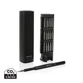 Gear X 46-tlg. Präzisions-Bit-Set aus RCS recyc. Aluminium schwarz bedrucken, Art.-Nr. P221.261