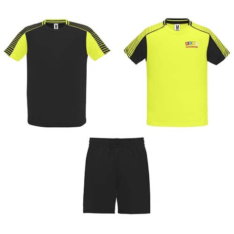 Juve Sport-Set für Kinder, Fluor Yellow, schwarz bedrucken, Art.-Nr. K05258YO Juve Sport-Set für Kinder, Fluor Yellow, schwarz bedrucken, Art.-Nr. K05258YO