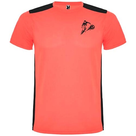 Detroit Sport T-Shirt für Kinder, Fluor Coral, schwarz bedrucken, Art.-Nr. K66529NH