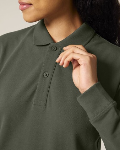 Prepster 2.0 Long Sleeve - Das Langarm-Unisex-Polo - Khaki - M bedrucken, Art.-Nr. STPU223C2231M