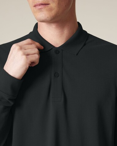 Prepster 2.0 Long Sleeve - Das Langarm-Unisex-Polo - Black - XL bedrucken, Art.-Nr. STPU223C0021X