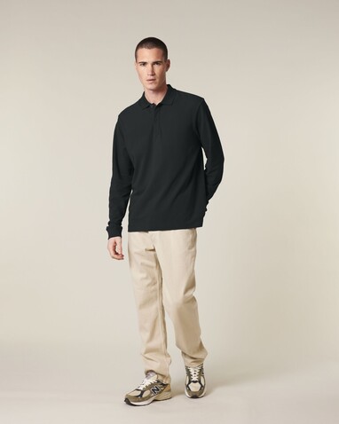Prepster 2.0 Long Sleeve - Das Langarm-Unisex-Polo - Black - L bedrucken, Art.-Nr. STPU223C0021L