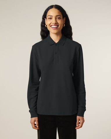 Prepster 2.0 Long Sleeve - Das Langarm-Unisex-Polo - Black - XL bedrucken, Art.-Nr. STPU223C0021X