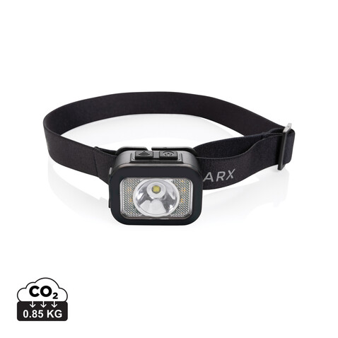 Gear X Hochleistungs-Kopflampe aus RCS rPlastik schwarz, grau bedrucken, Art.-Nr. P513.102