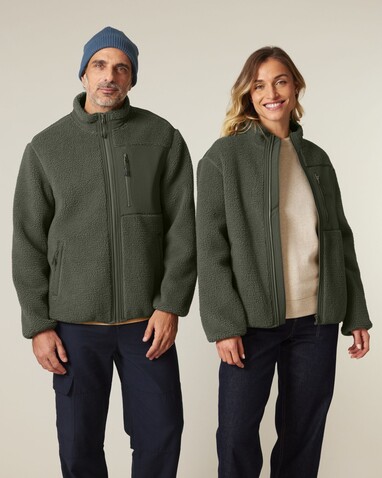 Brooker - Die Relaxed Unisex-Sherpajacke - Khaki - XXL bedrucken, Art.-Nr. STJU248C2232X Brooker - Die Relaxed Unisex-Sherpajacke - Khaki - XXL bedrucken, Art.-Nr. STJU248C2232X