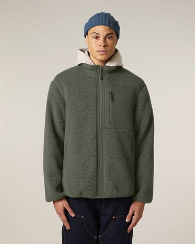 Brooker - Die Relaxed Unisex-Sherpajacke - Khaki - M bedrucken, Art.-Nr. STJU248C2231M