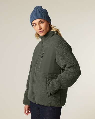 Brooker - Die Relaxed Unisex-Sherpajacke - Khaki - L bedrucken, Art.-Nr. STJU248C2231L Brooker - Die Relaxed Unisex-Sherpajacke - Khaki - L bedrucken, Art.-Nr. STJU248C2231L