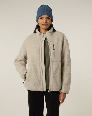 Brooker - Die Relaxed Unisex-Sherpajacke - Desert Dust - XXL bedrucken, Art.-Nr. STJU248C0282X