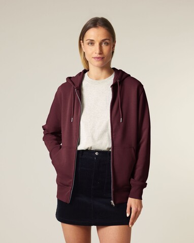 Connector 2.0 - Der Unisex-Zip-Hoodie aus French Terry - Burgundy - XXS bedrucken, Art.-Nr. STSU207C2442S