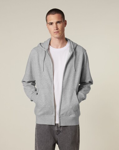 Connector 2.0 - Der Unisex-Zip-Hoodie aus French Terry - Heather Grey - XXS bedrucken, Art.-Nr. STSU207C2502S