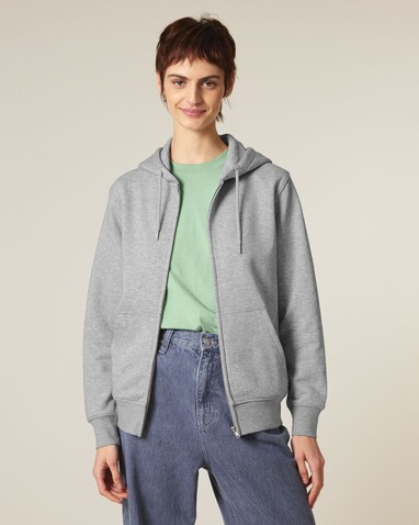 Connector 2.0 - Der Unisex-Zip-Hoodie aus French Terry - Heather Grey - XXS bedrucken, Art.-Nr. STSU207C2502S