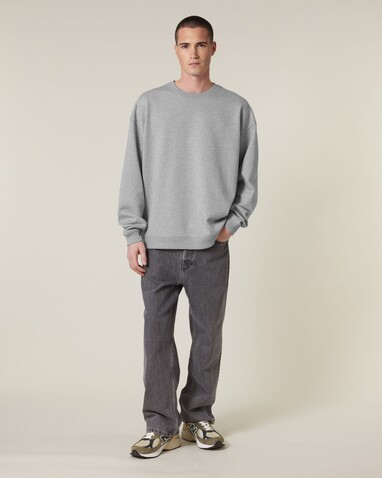 Radder 2.0 - Das Oversized Rundhals-Unisex-Sweatshirt - Heather Grey - L bedrucken, Art.-Nr. STSU208C2501L