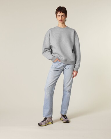 Radder 2.0 - Das Oversized Rundhals-Unisex-Sweatshirt - Heather Grey - 3XL bedrucken, Art.-Nr. STSU208C2503X