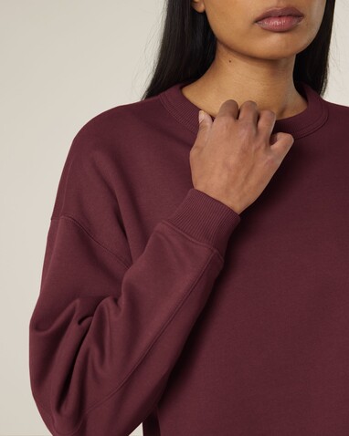 Stella Paloma - Das Oversized Damen-Rundhals-Sweatshirt - Burgundy - M bedrucken, Art.-Nr. STSW218C2441M