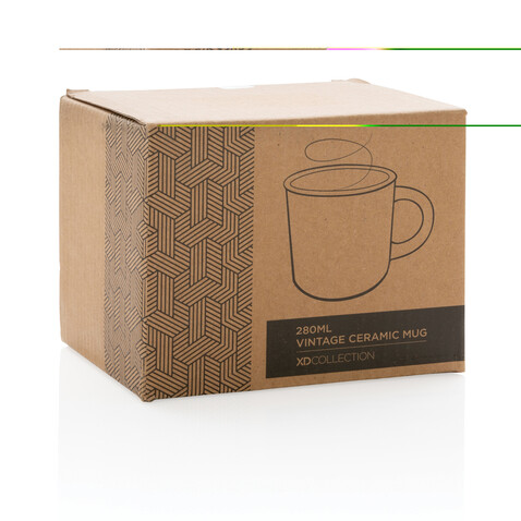 Vintage Keramiktasse, 280ml schwarz, weiß bedrucken, Art.-Nr. P434.031 Vintage Keramiktasse, 280ml schwarz, weiß bedrucken, Art.-Nr. P434.031