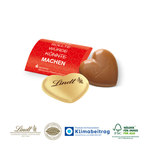 LINDT HERZ, 20 g IM WERBEBRIEFCHEN bedrucken, Art.-Nr. 91009 LINDT HERZ, 20 g IM WERBEBRIEFCHEN bedrucken, Art.-Nr. 91009