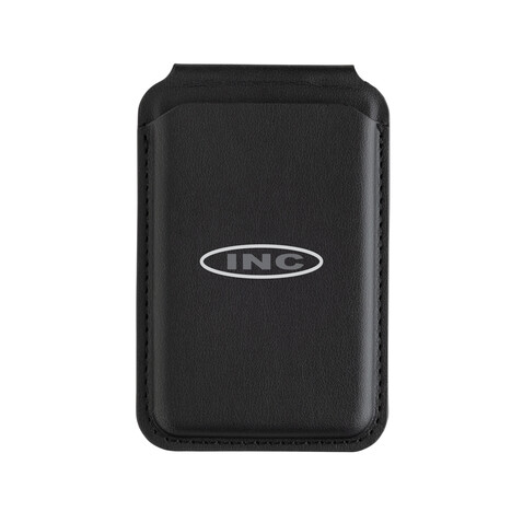 Magstand magnetische Handytasche mit Ständer aus RCS rec. PU schwarz bedrucken, Art.-Nr. P301.7501