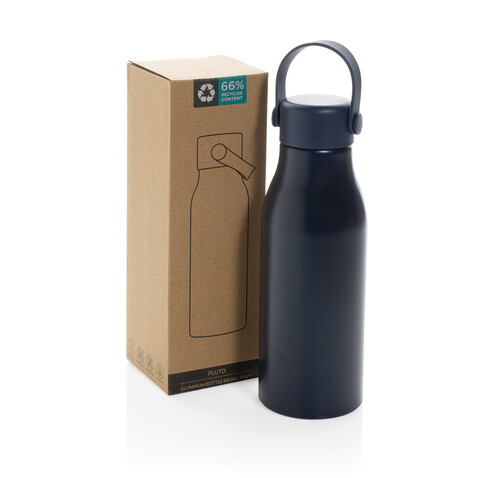 Pluto Flasche aus RCS-zertifiziert recyceltem Alu 680ml navy blau bedrucken, Art.-Nr. P437.0425