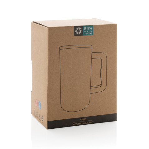 Cube Becher aus RCS recyceltem Stahl 800ml navy blau bedrucken, Art.-Nr. P437.3125 Cube Becher aus RCS recyceltem Stahl 800ml navy blau bedrucken, Art.-Nr. P437.3125