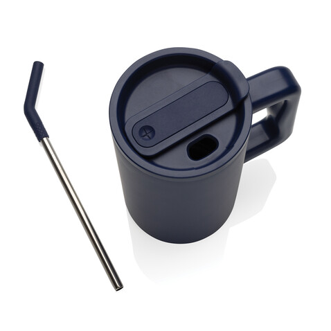 Cube Becher aus RCS recyceltem Stahl 800ml navy blau bedrucken, Art.-Nr. P437.3125 Cube Becher aus RCS recyceltem Stahl 800ml navy blau bedrucken, Art.-Nr. P437.3125