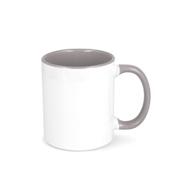 Oslo Sublimationsbecher farbig innen &amp;amp; Griff 300ml - Weiss / Grau bedrucken, Art.-Nr. LT51164-N0161