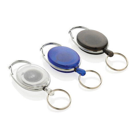 Roller-Clip-Schlüsselanhänger aus RCS recyceltem ABS blau bedrucken, Art.-Nr. P191.6505 Roller-Clip-Schlüsselanhänger aus RCS recyceltem ABS blau bedrucken, Art.-Nr. P191.6505