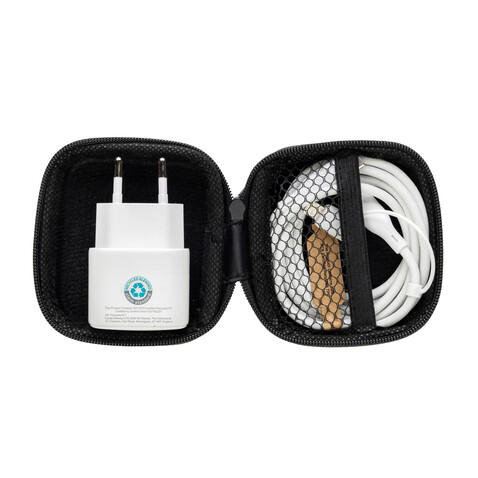 Boost 2-tlg. 20W Type-C Ladeset aus RCS recyceltem PET schwarz bedrucken, Art.-Nr. P301.2501
