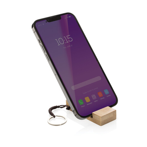 Standkey Bambus Schlüsselanhänger Telefonständer braun bedrucken, Art.-Nr. P301.3809 Standkey Bambus Schlüsselanhänger Telefonständer braun bedrucken, Art.-Nr. P301.3809