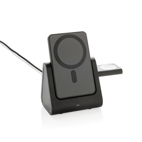 Powerbase 3-in-1-Charger aus RCS Kunststoff mit Powerbank schwarz bedrucken, Art.-Nr. P309.0201 Powerbase 3-in-1-Charger aus RCS Kunststoff mit Powerbank schwarz bedrucken, Art.-Nr. P309.0201