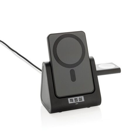 Powerbase 3-in-1-Charger aus RCS Kunststoff mit Powerbank schwarz bedrucken, Art.-Nr. P309.0201 Powerbase 3-in-1-Charger aus RCS Kunststoff mit Powerbank schwarz bedrucken, Art.-Nr. P309.0201