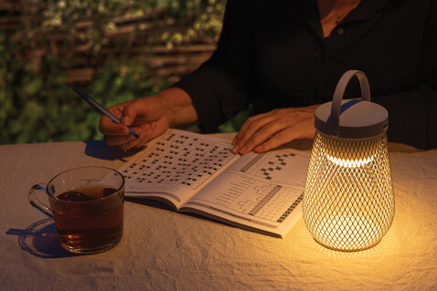 Aurora USB-Tischlampe aus RCS recyceltem ABS grau bedrucken, Art.-Nr. P513.7502