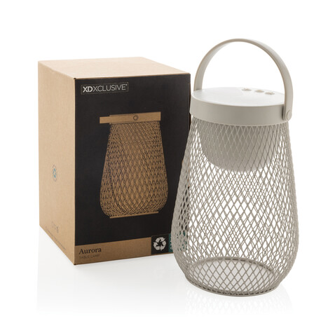 Aurora USB-Tischlampe aus RCS recyceltem ABS grau bedrucken, Art.-Nr. P513.7502