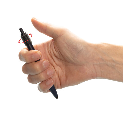 Quill-Anti-Stress-Stift aus GRS rec. rABS navy blau bedrucken, Art.-Nr. P611.2925
