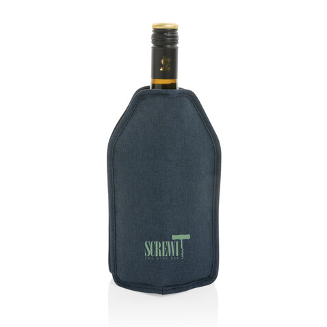 Vino AWARE™ rPET Weinkühler-Sleeve navy blau bedrucken, Art.-Nr. P915.0125 Vino AWARE™ rPET Weinkühler-Sleeve navy blau bedrucken, Art.-Nr. P915.0125